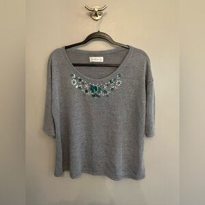 NWOT Abercrombie and Fitch stone studded short sleeved sweater size L